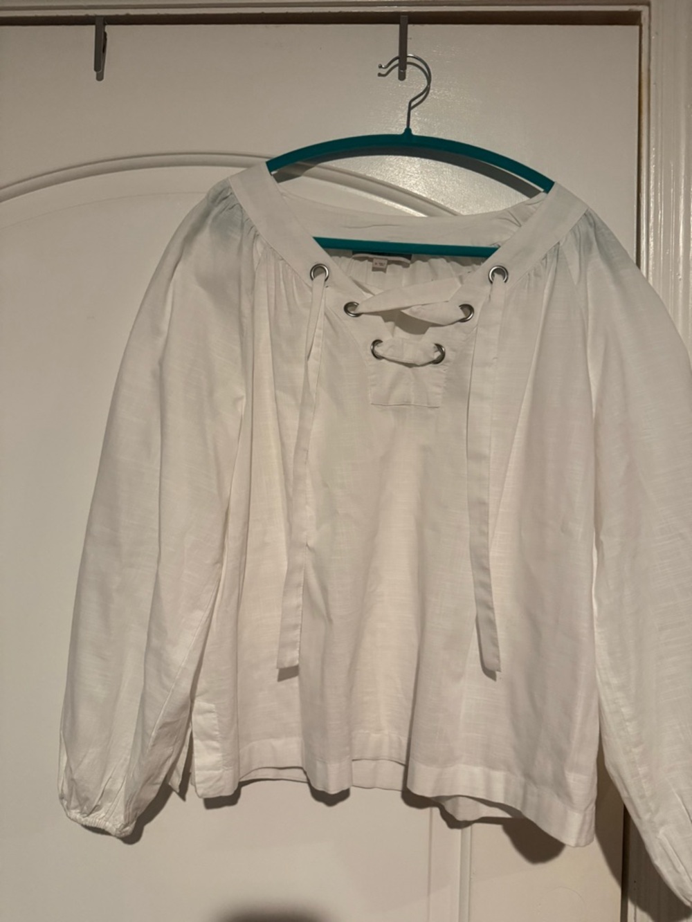 LOFT White Button-Front Blouse
